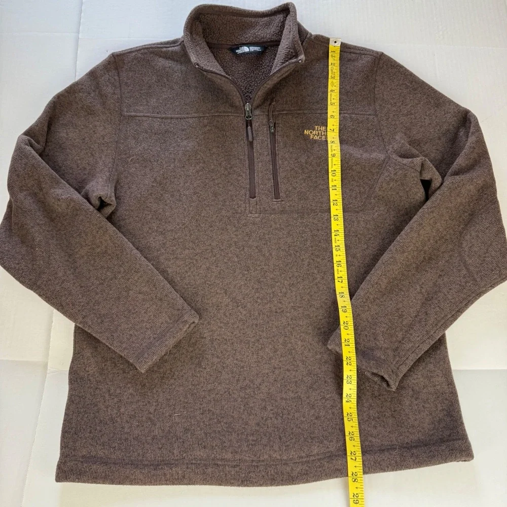 The North Face Quarter Zip Fleece Knit Pullover Mens Large Brown Heather